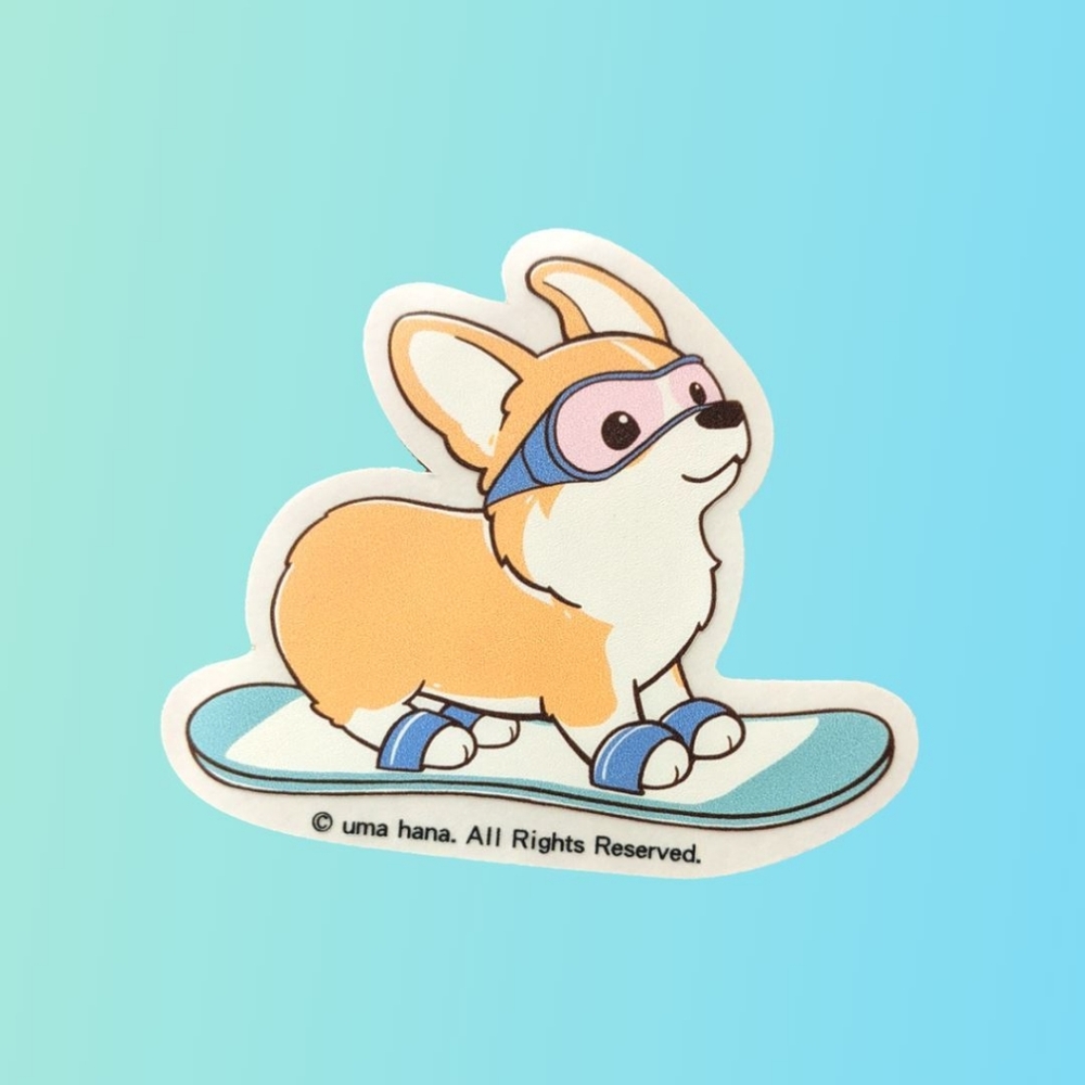 Waterproof Corgi Sticker Snowboard Winter Puppy